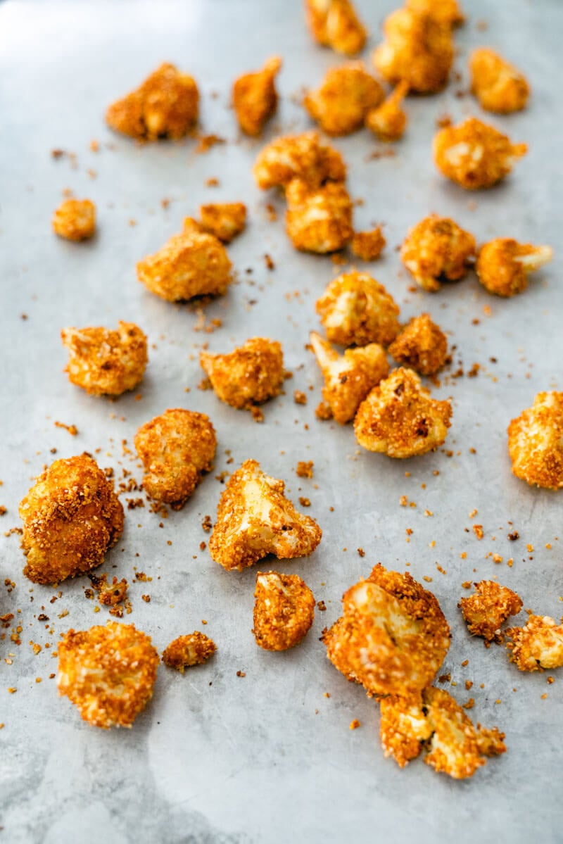 Roasting cauliflower on a baking sheet