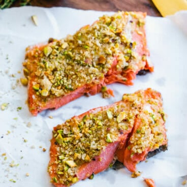 Pistachio crusted salmon