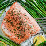 Baked salmon and asparagus